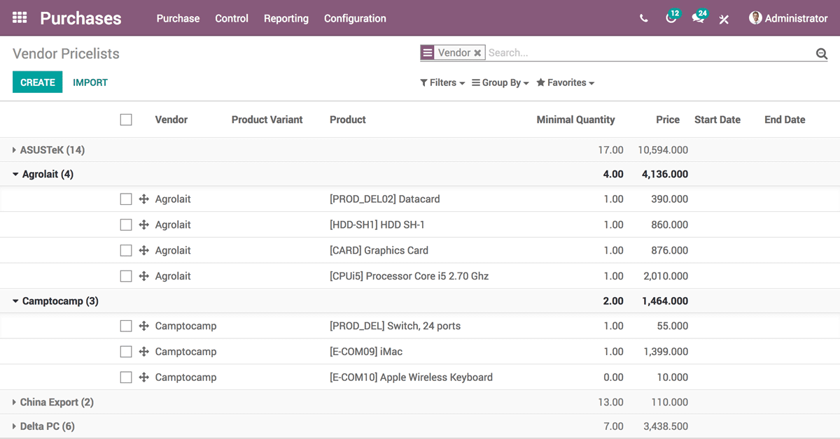 Odoo Purchase App