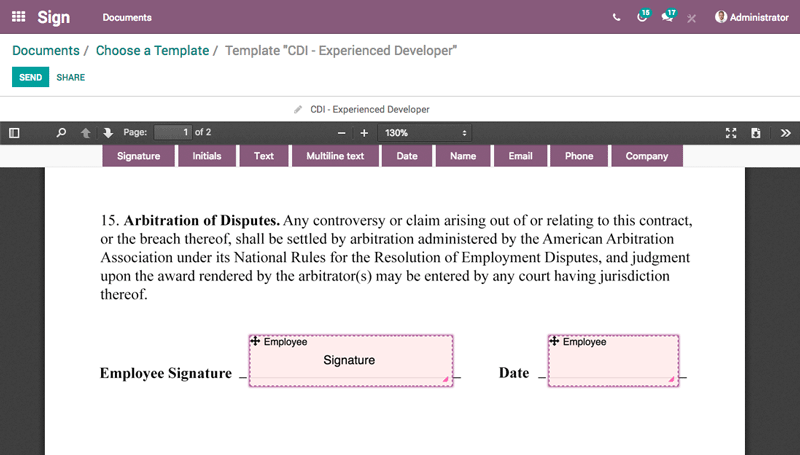 Odoo eSignature App